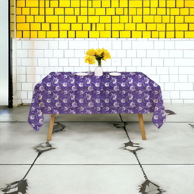 Mopak Decor PVC 6 Seater Floral Table Cover(Purple, Pack of 2)