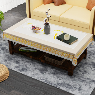 KUBER INDUSTRIES Self Design 4 Seater Table Cover(Beige, PVC)