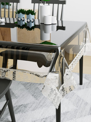 Bluegrass Solid 8 Seater Table Cover(White Lace, PVC)