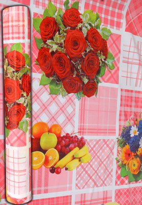 Ganesh Das PVC 6 Seater Graphic Table Cover(Red Multicolor (Floral & Fruit Print))