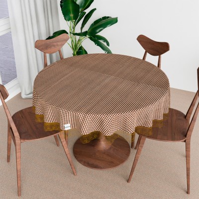 HOMESTIC Checkered 4 Seater Table Cover(Brown, PVC)