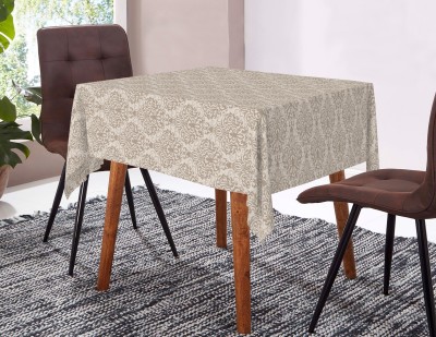 COTTON CANDY Damask 2 Seater Table Cover(Beige, Cotton)