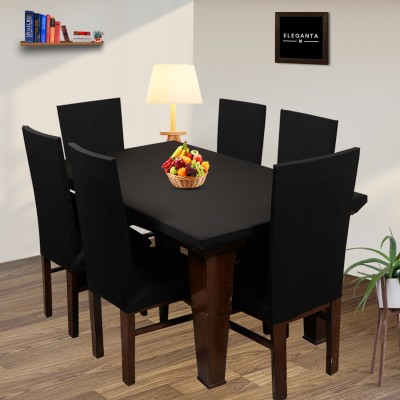 Eleganta Solid 4 Seater Table Cover(Solid Black, Polyester, Spandex)