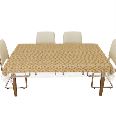 Heart Home Self Design 6 Seater Table Cover(Golden, PVC)