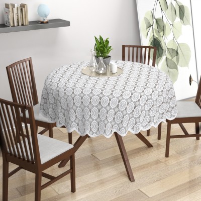 Bigger Fish Abstract 4 Seater Table Cover(White, Polyester, Cotton)
