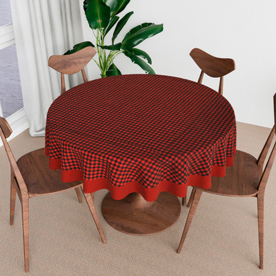KUBER INDUSTRIES Checkered 4 Seater Table Cover(Maroon, Cotton)
