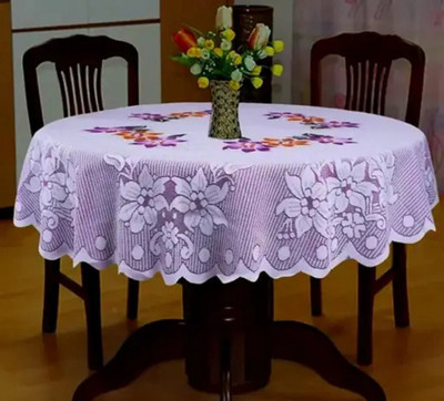 PRINTFEB Floral 4 Seater Table Cover(Beige, Cotton)