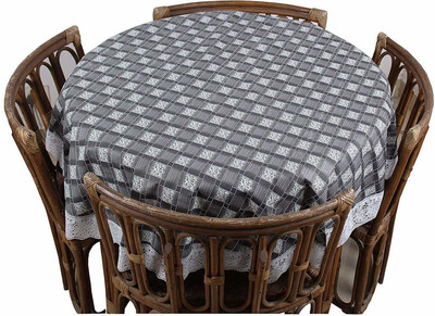 WIN WORLD PVC 8 Seater Checkered Table Cover(Grey)