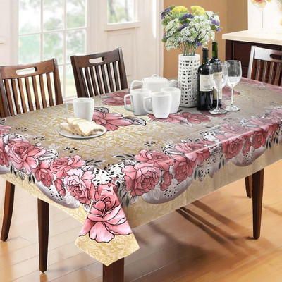 Dakshya Industries Printed 6 Seater Table Cover(Yellow, PVC)