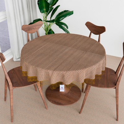 Heart Home Checkered 4 Seater Table Cover(Brown, PVC)