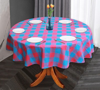 OASIS Checkered 6 Seater Table Cover(Pink, Blue, Cotton)