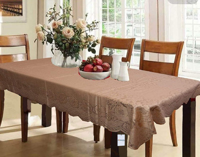 HOMESTIC Self Design 6 Seater Table Cover(Brown, Cotton)