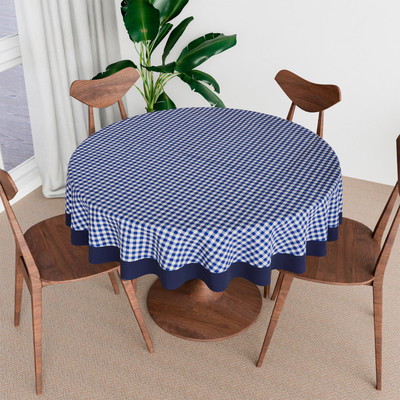 KUBER INDUSTRIES Checkered 4 Seater Table Cover(Blue, Cotton)