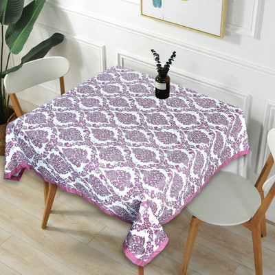 Texstylers Cotton 4 Seater Paisley Table Cover(Pink)