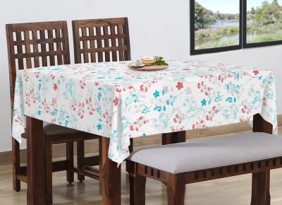 COTTON CANDY Floral 4 Seater Table Cover(Blue, Cotton)