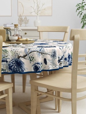 KESAR HOME Printed 4 Seater Table Cover(Blue, Cotton)