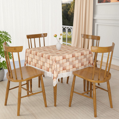 Heart Home Self Design 4 Seater Table Cover(Brown, PVC)