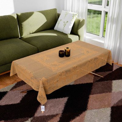 Heart Home Self Design 4 Seater Table Cover(Brown, Cotton)