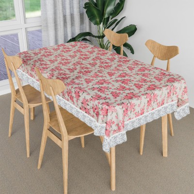 EleCare Printed 4 Seater Table Cover(Pink Flower 4 Seat Table Cover, PVC, Plastic)