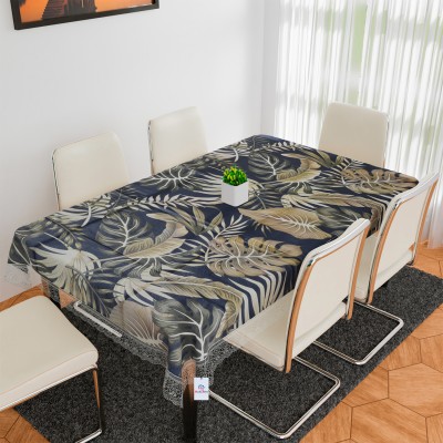 Heart Home Floral 6 Seater Table Cover(Blue, PVC)