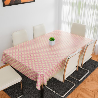 KUBER INDUSTRIES Floral 4 Seater Table Cover(Pink, Vinyl)