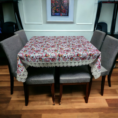 Mopak Decor Printed 6 Seater Table Cover(Orange, Polyester)