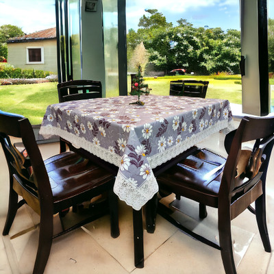 kashtu Embroidered 4 Seater Table Cover(Grey, Polyester)