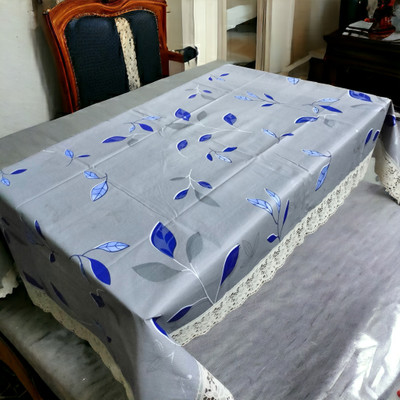 Mopak Decor Printed 4 Seater Table Cover(Silver, Polyester)