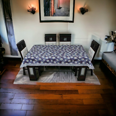 Mopak Decor Printed 2 Seater Table Cover(Blue, Polyester)