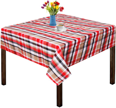 OASIS Checkered 2 Seater Table Cover(Multicolor, Cotton)