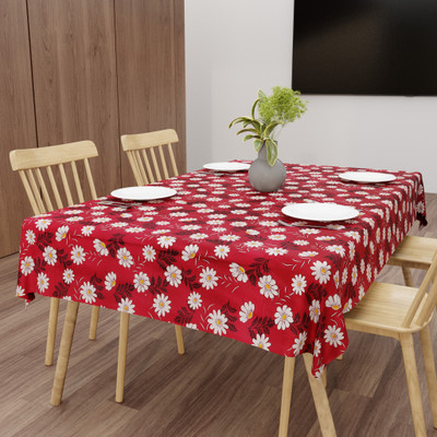 Wings Star Printed 6 Seater Table Cover(Maroon, Polyester)