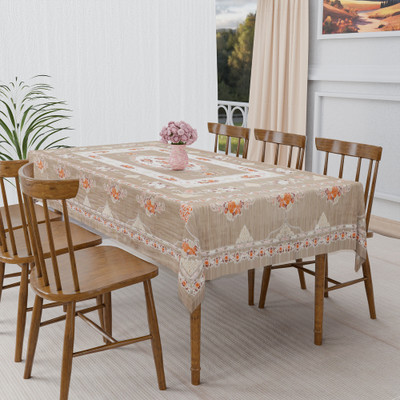 KUBER INDUSTRIES Self Design 6 Seater Table Cover(Brown, PVC)