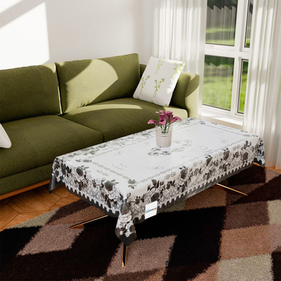 HOMESTIC Self Design 4 Seater Table Cover(Black, PVC)