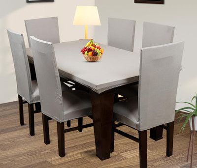 TURIYA Polyester, Polycotton Abstract 4 Seater Chair Cover(Plain Grey Pack of 5)