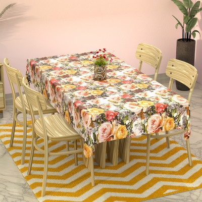 KUBER INDUSTRIES Self Design 6 Seater Table Cover(Multicolor, PVC)