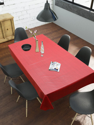 Dakshya Industries Checkered 6 Seater Table Cover(Maroon, PVC)