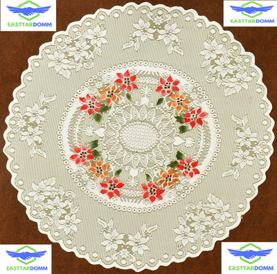 EASTTARDOMM Cotton 2 Seater Floral Table Cover(Lemon (Small) Net Cloth)