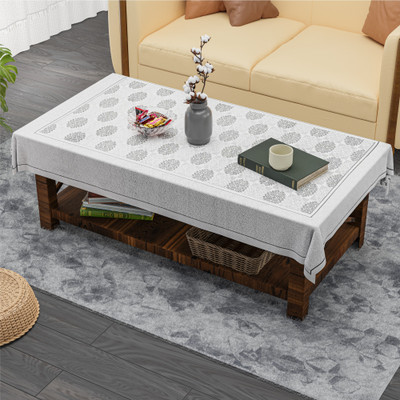 KUBER INDUSTRIES Self Design 4 Seater Table Cover(Black, Cotton)