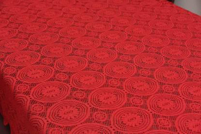 RDRINDUSTRIE Self Design 4 Seater Table Cover(Red, Cotton)