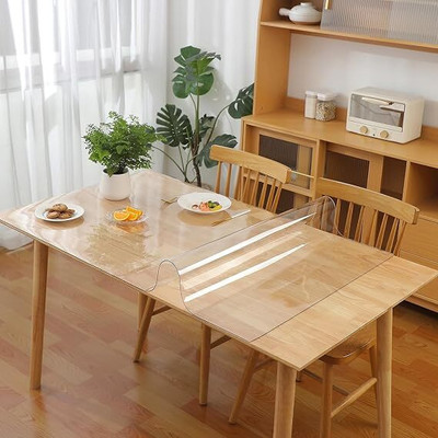 Ayudev Home Furnishing PVC 4 Seater Solid Table Cover(White)
