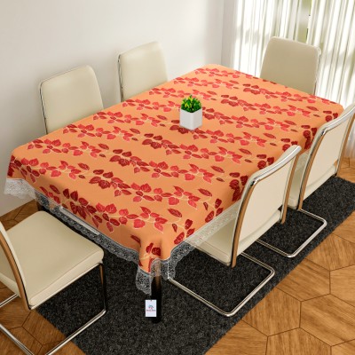 Heart Home Self Design 6 Seater Table Cover(Red, PVC)