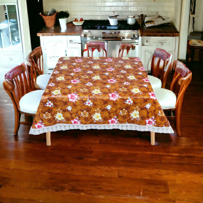 Mopak Decor Printed 4 Seater Table Cover(Orange, Polyester)