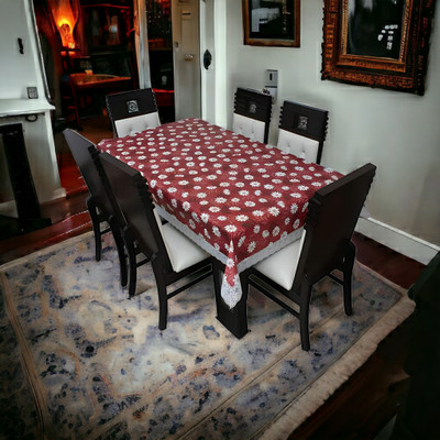Mopak Decor Printed 4 Seater Table Cover(Maroon, Polyester)