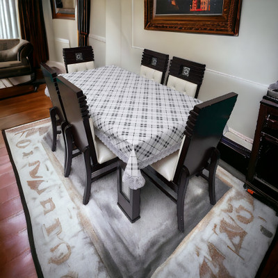 Mopak Décor Embroidered 4 Seater Table Cover(White, Polyester)
