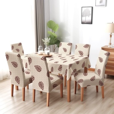 DECORIAN Floral 6 Seater Table Cover(BROWN LEAVES, Polyester, Cotton, Pack of 7)