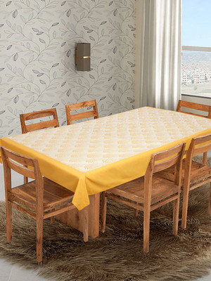 Dekor World Cotton 4 Seater Polka Table Cover(Yellow)