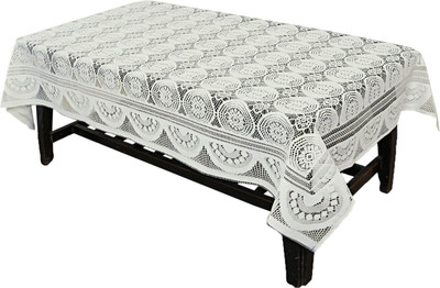 KUBER INDUSTRIES Cotton 4 Seater Floral Table Cover(Cream)