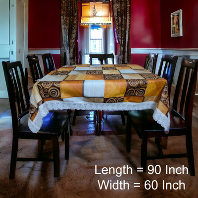 kashtu Embroidered 6 Seater Table Cover(Gold, Polyester)