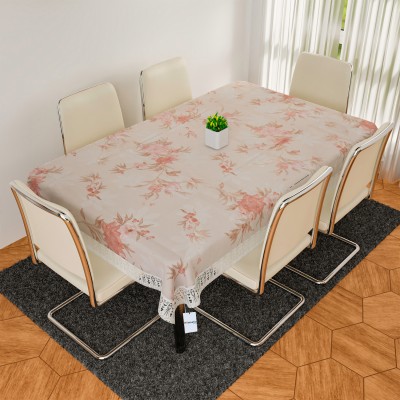 HOMESTIC Floral 6 Seater Table Cover(Cream, PVC)