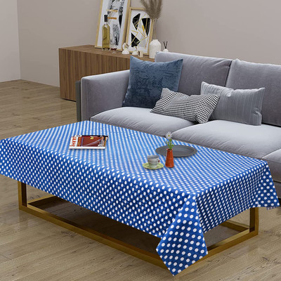 Dakshya Industries Polka 4 Seater Table Cover(Blue, PVC)